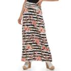 Juniors' Joe B Striped Floral Maxi Skirt, Teens, Size: Medium, Med Pink
