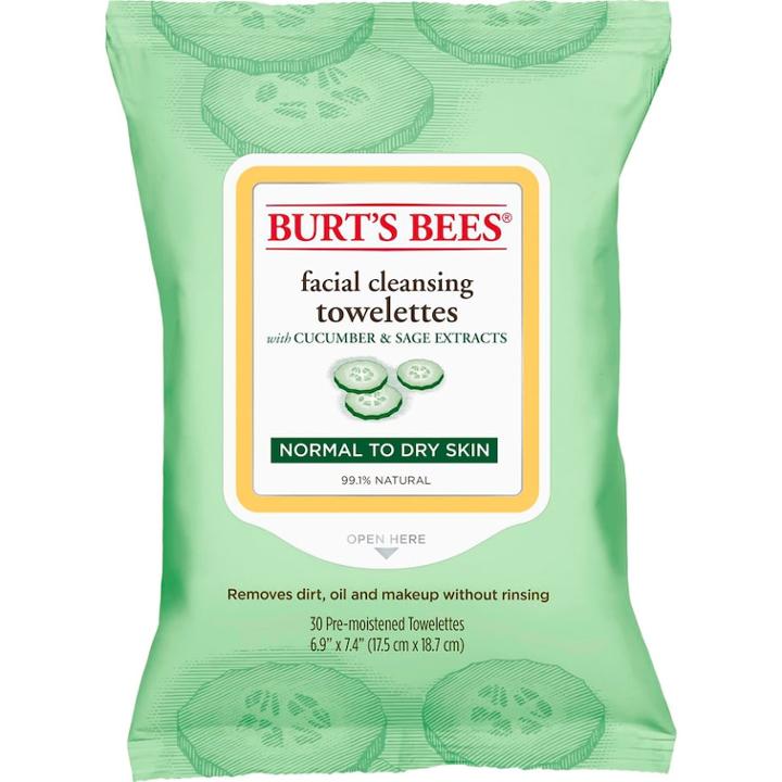 Burt's Bees Facial Cleansing Towelettes - Cucumber & Sage, Green