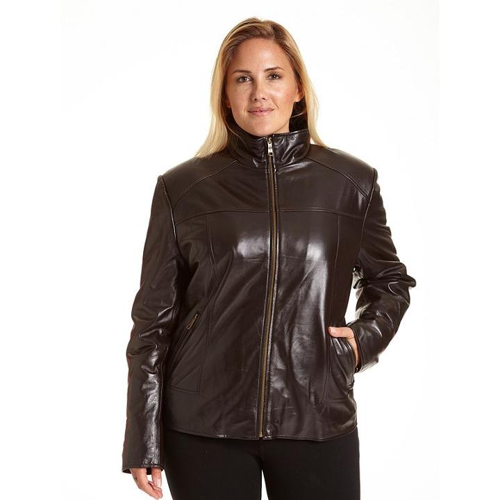 Excelled, Plus Size Leather Scuba Jacket, Women's, Size: 3xl, Brown