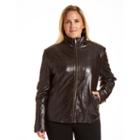 Excelled, Plus Size Leather Scuba Jacket, Women's, Size: 3xl, Brown