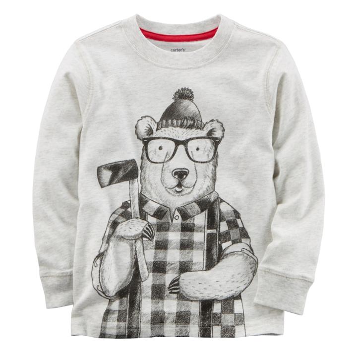Boys 4-8 Carter's Winter Bear Long Sleeve Tee, Size: 8, Light Grey