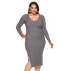 Plus Size Jennifer Lopez Ribbed V-neck Sweaterdress, Women's, Size: 0x, Dark Grey