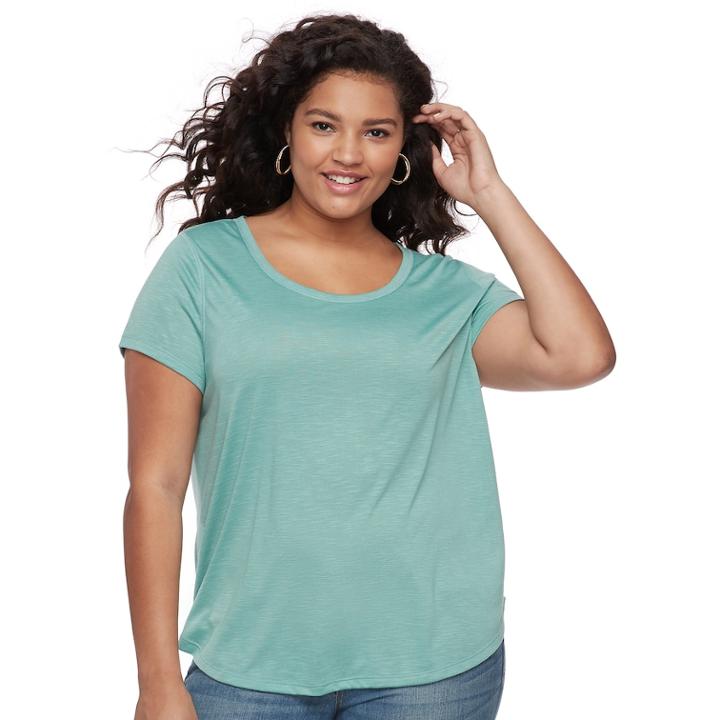 Juniors' Plus Size Mudd&reg; Roadtrip Scoopneck Tee, Teens, Size: 1xl, Med Blue