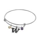 Fiora Sterling Silver Washington Huskies Charm Bangle Bracelet, Women's, Purple