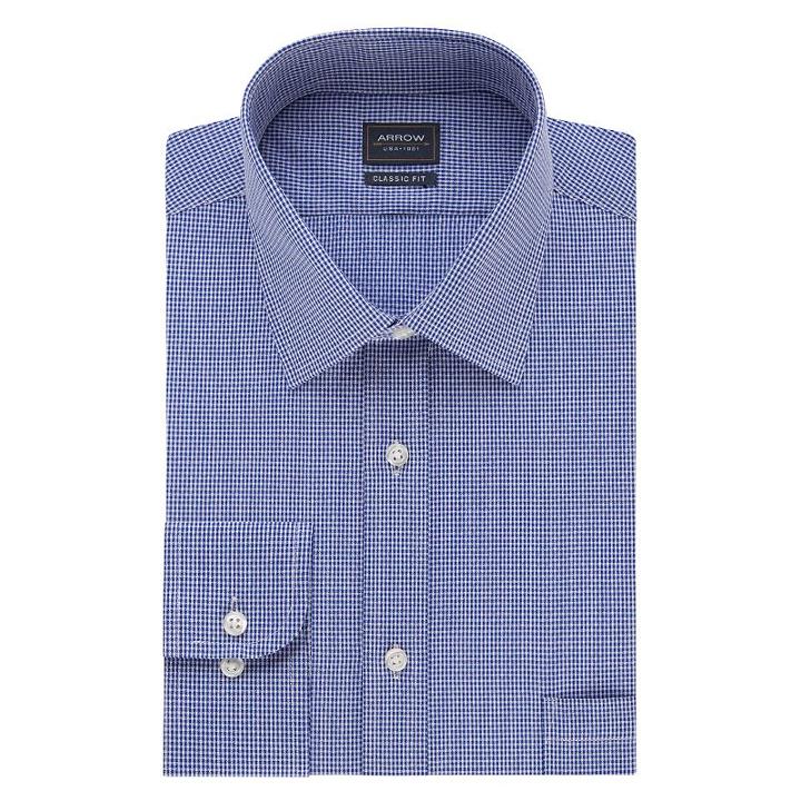 Arrow, Men's Classic-fit Dress Shirt, Size: L-32/33, Blue