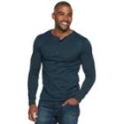 Men's Marc Anthony Slim-fit Slubbed Sweater Henley, Size: Small, Dark Blue