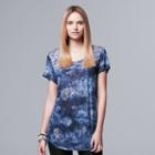 Women's Simply Vera Vera Wang Print High Low Hem Tee, Size: Xs, Dark Blue
