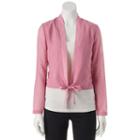Juniors' Candie's&reg; Cropped Tie Front Top, Girl's, Size: Medium, Light Pink