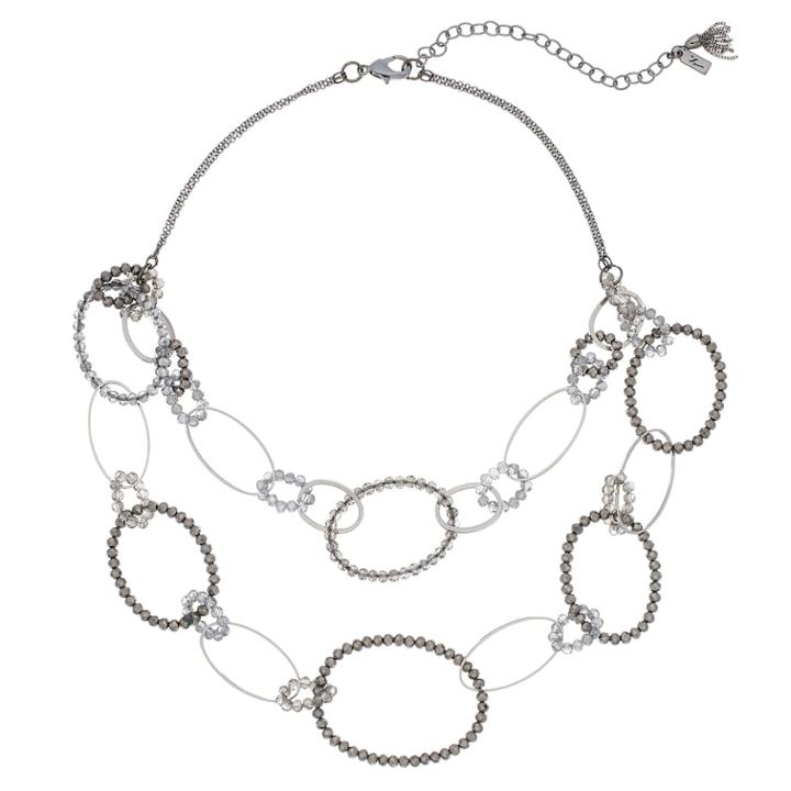 Simply Vera Vera Wang Two Tone Oval Link Statement Necklace, Women's, Silver