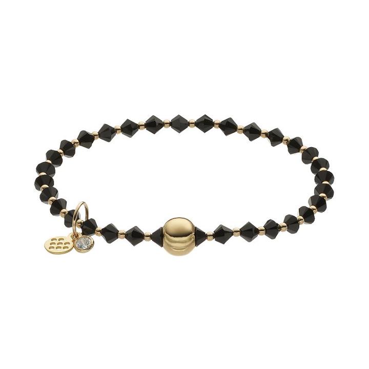 Tfs Jewelry 14k Gold Over Silver Black Crystal Bead Stretch Bracelet, Women's, Size: 7