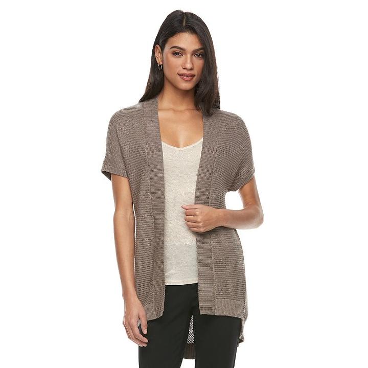 Women's Apt. 9&reg; Ribbed Cardigan, Size: Medium, Med Beige
