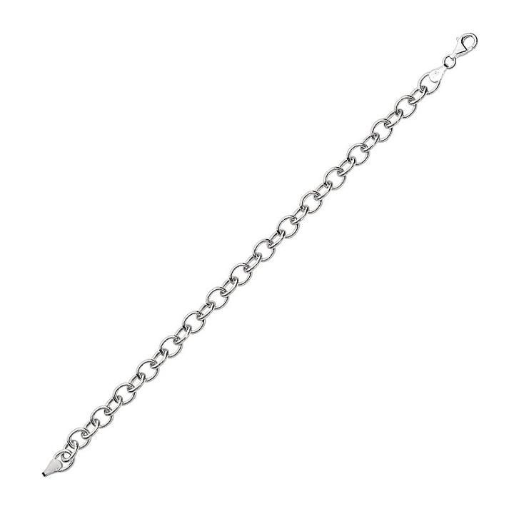 Sterling Silver Chain Bracelet - 7 1/4-in, Women's, Size: 7.25, Grey
