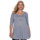 Juniors' Plus Size Heartsoul Lace-up V-back Tunic, Teens, Size: 1xl, Blue (navy)