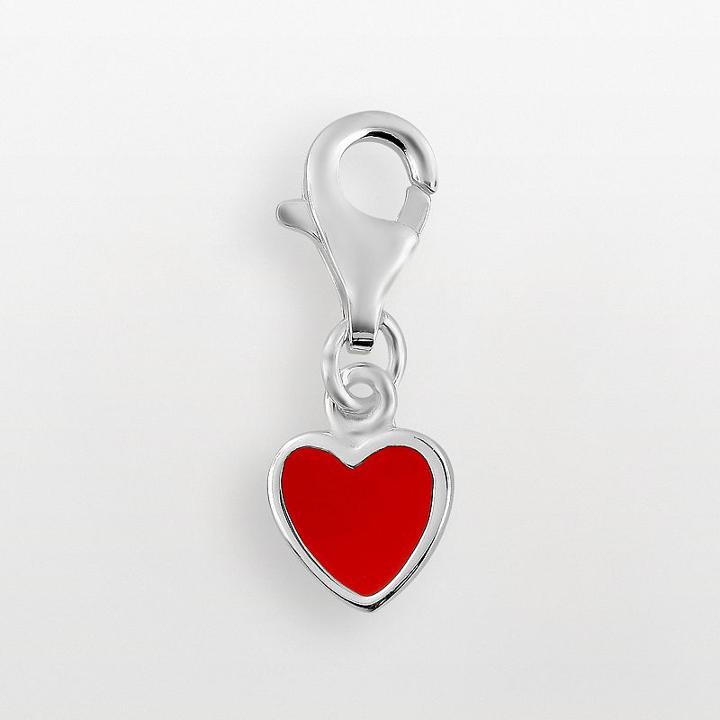 Personal Charm Sterling Silver Heart Charm, Women's, Red