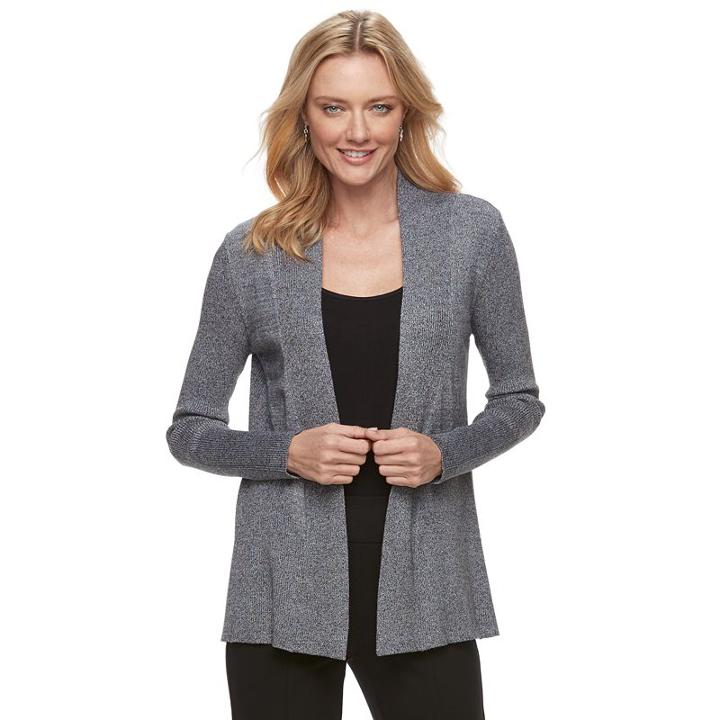 Women's Dana Buchman Ribbed Open-front Cardigan, Size: Medium, Oxford