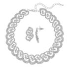 Crystal Avenue Scalloped Choker Necklace & Drop Earring Set, Women's, Size: 11.5, Grey