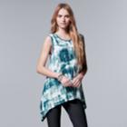 Women's Simply Vera Vera Wang Print Handkerchief Tank, Size: Xl, Blue (navy)
