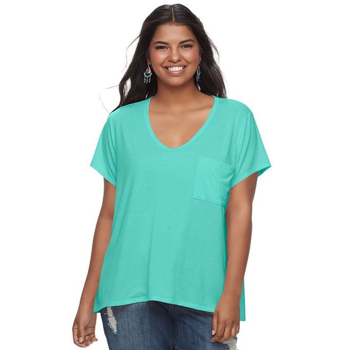 Juniors' Plus Size So&reg; Scoopneck Tee, Teens, Size: 2xl, Turquoise/blue (turq/aqua)