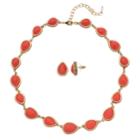 Napier Teardrop Collar Necklace & Stud Earring Set, Women's, Pink