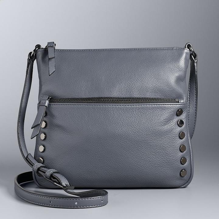 Simply Vera Vera Wang Baxter Studded Crossbody Bag, Women's, Dark Grey