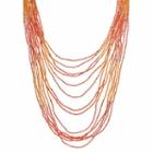 Peach Seed Bead Layered Necklace, Women's, Pink Other