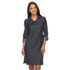 Women's Sharagano Pull-over Shirt Dress, Size: 10, Blue (navy)
