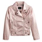Girls 7-14 Me Jane Metallic Moto Jacket, Size: 7-8, Light Pink