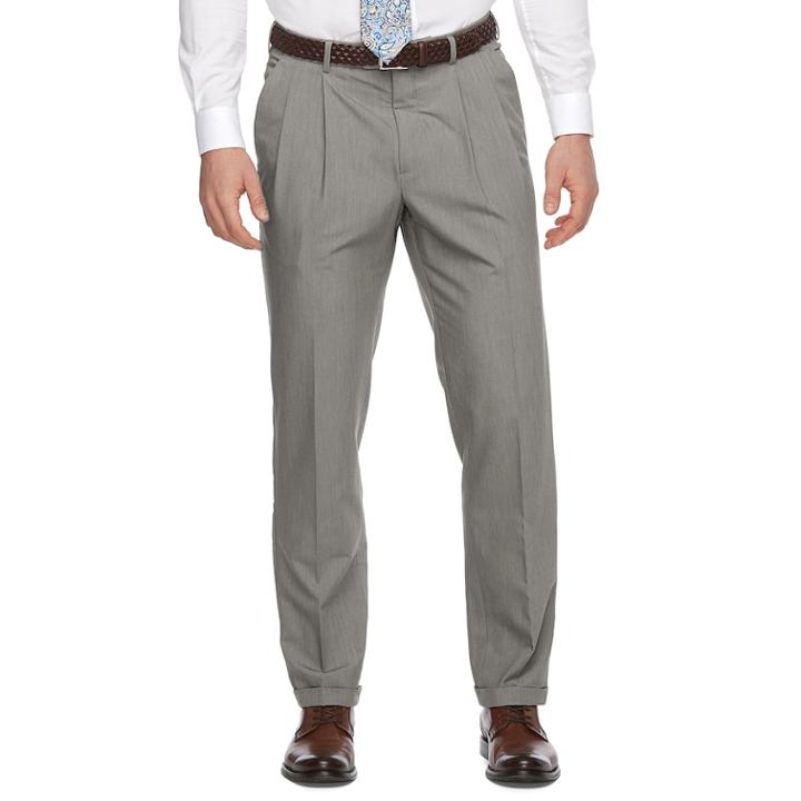 Men's Croft & Barrow&reg; True Comfort 4-way Stretch Classic-fit Pleated Dress Pants, Size: 30x32, Med Grey