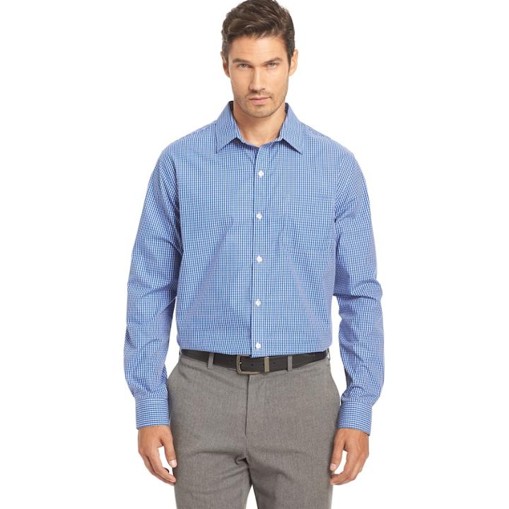 Big & Tall Van Heusen Traveler Stretch Classic-fit No-iron Button-down Shirt, Adult Unisex, Size: 3xb, Blue