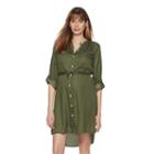 Maternity A:glow High-low Hem Shirtdress, Women's, Size: S-mat, Dark Green