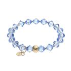 Tfs Jewelry 14k Gold Over Silver Violet Crystal Stretch Bracelet, Women's, Size: 7