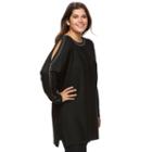 Plus Size Design 365 Studded Cold-shoulder Tunic Sweater, Women's, Size: 1xl, Black