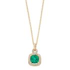 14k Gold Over Silver Lab-created Emerald & Lab-created White Sapphire Square Halo Pendant, Women's, Size: 18, Green