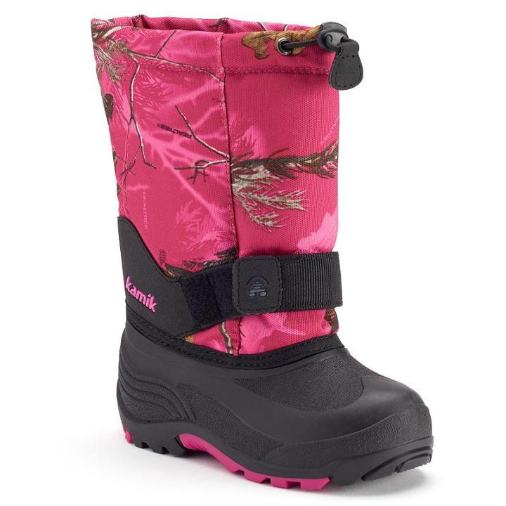 Kamik Rocket2 Realtree Camo Girls' Waterproof Winter Boots, Girl's, Size: 4, Pink