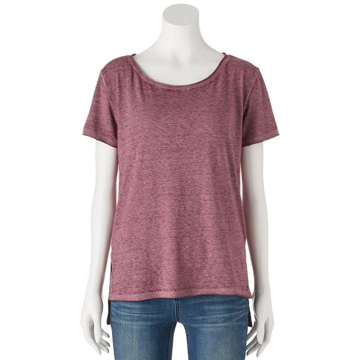 Juniors' Mudd&reg; Solid High-low Hem Tee, Girl's, Size: Small, Dark Red