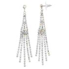 Simulated Crystal Long Fringe Drop Earrings, Women's, Silver