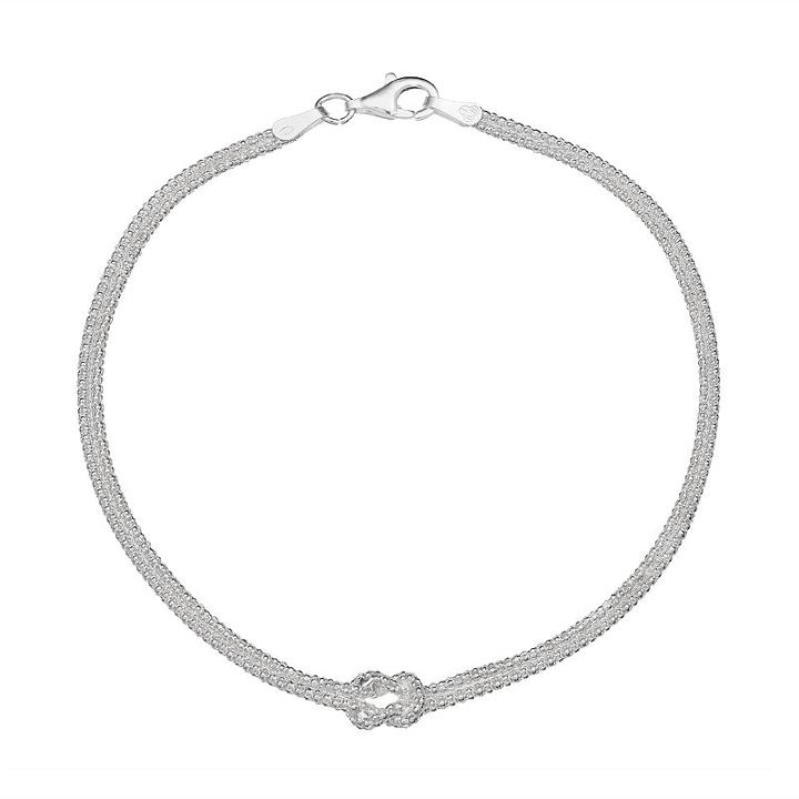 Sterling Silver Knot Wheat Chain Bracelet - 8 In, Women's, Size: 8, Grey