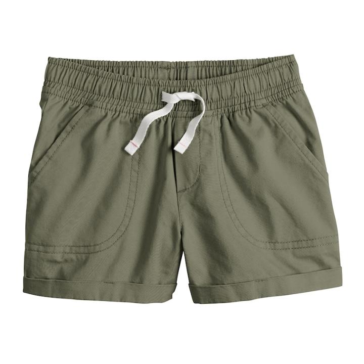 Girls 4-10 Jumping Beans&reg; Solid Cuffed Twill Shorts, Size: 6, Med Green