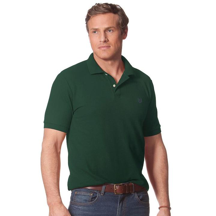 Men's Chaps Solid Pique Polo, Size: Medium, Green