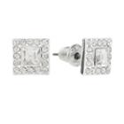 Lc Lauren Conrad Silver Tone Simulated Crystal Square Stud Earrings, Girl's, Multicolor