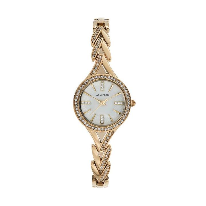 Armitron Women's Crystal V-link Watch - 75/5391mpgp, Size: Small, Gold
