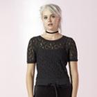 Women's Juicy Sheer Lace Top, Size: Medium, Black