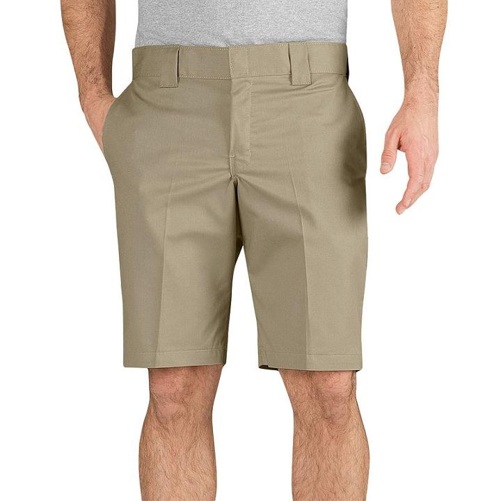 Men's Dickies Slim-fit Flat-front Work Shorts, Size: 34, Dark Beige