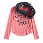 Girls 7-16 Self Esteem Foil Graphic Tee & Infinity Scarf Set With Necklace, Size: Small, Dark Pink