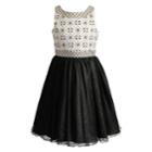 Girls 7-16 Emily West Geometric Print Glitter Dress, Size: 10, White