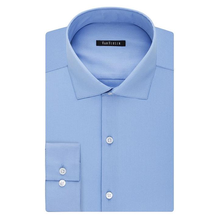 Men's Van Heusen Slim-fit Lux Sateen No-iron Dress Shirt, Size: 15-32/33, Blue Other