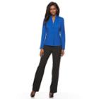 Women's Le Suit Solid Suit Jacket & Straight-leg Pants Set, Size: 16, Light Blue