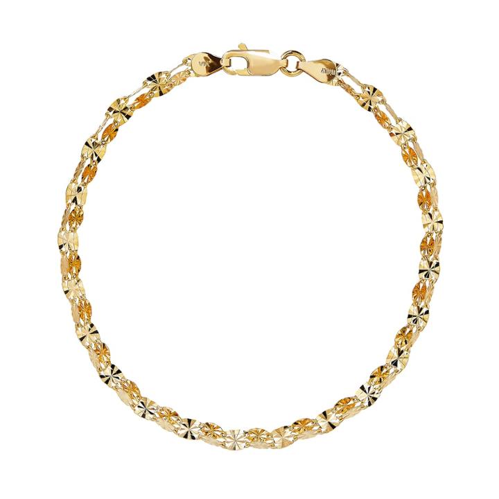 Everlasting Gold 14k Gold Double Row Mirror Link Bracelet, Women's, Yellow