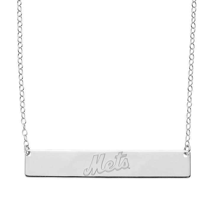 New York Mets Sterling Silver Bar Necklace, Women's, Size: 16, Grey