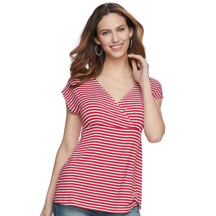 Maternity A:glow Surplice Nursing Tee, Women's, Size: M-mat, Med Pink